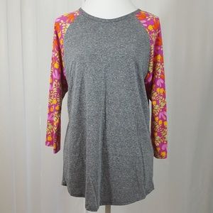 LuLaRoe 3/4 length floral sleeve top